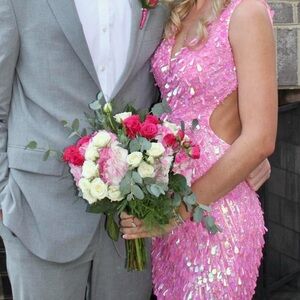 Pink Sequin Sleeveless Dress